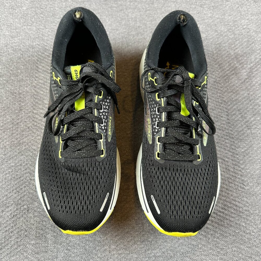 Brooks Ghost 14 Black Yellow White Athletic Running Shoes Womens size 9 Medium B
